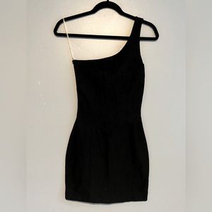 One shoulder mini black dress